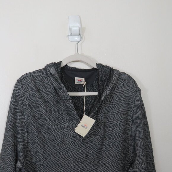 Faherty Mens size Large Herringbone French Terry Hoodie Gray Pullover NEW - Picture 3 of 6